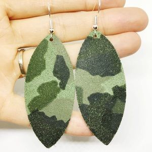 Camo leaf leather earrings